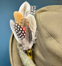 Load image into Gallery viewer, Natural Feather Cartridge Pin/Brooch for Hat, Lapel or Wrap (16)