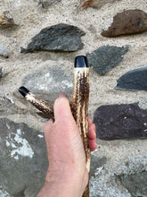 Load image into Gallery viewer, Hazel Wood Antler Handle Wading Staff Stick