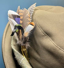 Load image into Gallery viewer, Natural Feather Cartridge Pin/Brooch for Hat, Lapel or Wrap (2)