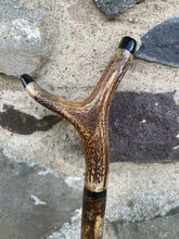 Load image into Gallery viewer, Hazel Wood Antler Handle Wading Staff Stick