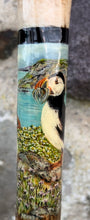Load image into Gallery viewer, Puffins Painted on Antler Handle Hazel Thumbstick by Helen Elizabeth StudiosHelen