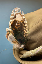 Load image into Gallery viewer, Natural Feather Cartridge Pin/Brooch for Hat, Lapel or Wrap (7)