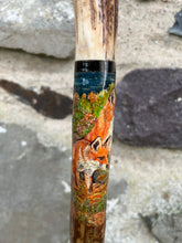 Load image into Gallery viewer, Foxes Painted on Antler Handle Hazel Thumbstick by Helen Elizabeth StudiosHelen