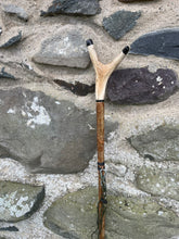 Load image into Gallery viewer, Hazel Wood Antler Handle Wading Staff Stick