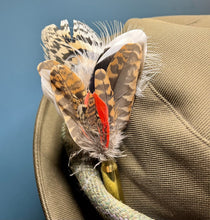 Load image into Gallery viewer, Natural Feather Cartridge Pin/Brooch for Hat, Lapel or Wrap (5)