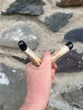 Load image into Gallery viewer, Hazel Wood Antler Handle Wading Staff Stick