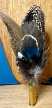 Load image into Gallery viewer, Natural Feather Cartridge Pin/Brooch for Hat, Lapel or Wrap (15)