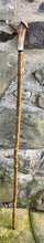 Load image into Gallery viewer, Hazel wood antler handled, handmade wooden walking sticks thumbsticks hiking sticks by Helen Elizabeth Studios
