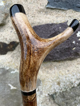 Load image into Gallery viewer, Hazel Wood Thumbstick with Antler Handle (Q)