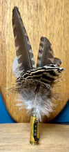 Load image into Gallery viewer, Natural Feather Cartridge Pin/Brooch for Hat, Lapel or Wrap (17)