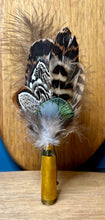 Load image into Gallery viewer, Natural Feather Cartridge Pin/Brooch for Hat, Lapel or Wrap (6)