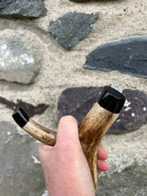 Load image into Gallery viewer, Hazel Wood Thumbstick with Antler Handle (Q)