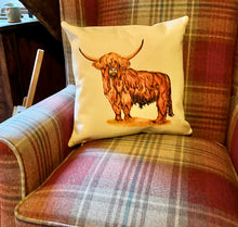 Load image into Gallery viewer, Highland Cow Country Canvas Feel Finish Square Cushion