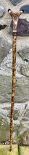 Load image into Gallery viewer, Hazel wood antler handled, handmade wooden walking sticks thumbsticks hiking sticks by Helen Elizabeth Studios