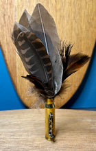 Load image into Gallery viewer, Natural Feather Cartridge Pin/Brooch for Hat, Lapel or Wrap (8)