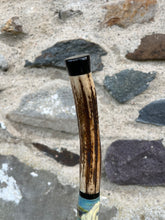 Load image into Gallery viewer, Swans on a Lake Hand Painted Hazel Antler Handle Thumbstick