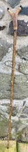 Load image into Gallery viewer, Hazel wood antler handled, handmade wooden walking sticks thumbsticks hiking sticks by Helen Elizabeth Studios