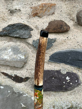 Load image into Gallery viewer, Two foxes- Hand Painted Hazel Antler Handled Thumbstick