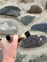 Load image into Gallery viewer, Hazel Wood Thumbstick with Antler Handle (R)