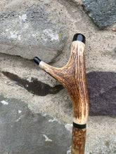 Load image into Gallery viewer, Hazel Wood Antler Handle Wading Staff Stick