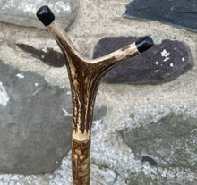 Load image into Gallery viewer, Hazel Wood Thumbstick Antler Handled Wading Staff Stick (9)