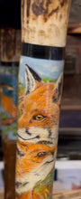 Load image into Gallery viewer, Fox’s a Head - Hand Painted Hazel Antler Handle Thumbstick