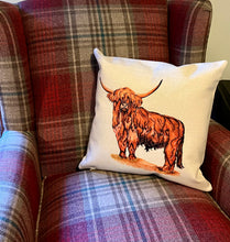 Load image into Gallery viewer, Highland Cow Country Canvas Feel Finish Square Cushion