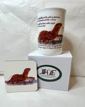 Load image into Gallery viewer, Badger owl fox otter China mug and coaster gift set by Helen Elizabeth Studios
