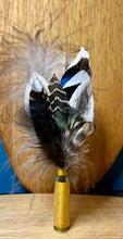 Load image into Gallery viewer, Natural Feather Cartridge Pin/Brooch for Hat, Lapel or Wrap (10)