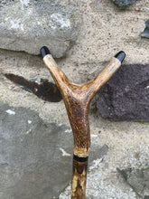 Load image into Gallery viewer, Hazel Wood Antler Handle Wading Staff Stick