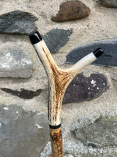 Load image into Gallery viewer, Hazel Wood Thumbstick Antler Handled Wading Staff Stick (22)