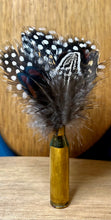 Load image into Gallery viewer, Natural Feather Cartridge Pin/Brooch for Hat, Lapel or Wrap (3)