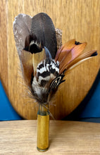 Load image into Gallery viewer, Natural Feather Cartridge Pin/Brooch for Hat, Lapel or Wrap (20)