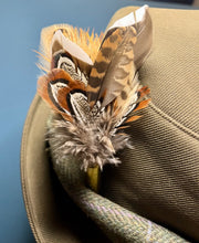 Load image into Gallery viewer, Natural Feather Cartridge Pin/Brooch for Hat, Lapel or Wrap (9)