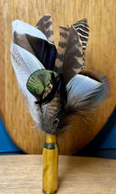 Load image into Gallery viewer, Natural Feather Cartridge Pin/Brooch for Hat, Lapel or Wrap (2)
