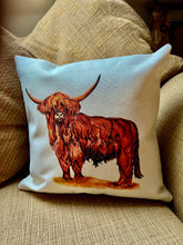 Load image into Gallery viewer, Highland Cow Country Canvas Feel Finish Square Cushion