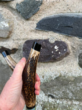 Load image into Gallery viewer, Mallard Hand Painted on Antler Handle Hazel Thumbstick by Helen Elizabeth Studios