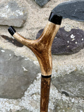 Load image into Gallery viewer, Hazel Wood Thumbstick with Antler Handle (Q)