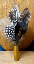 Load image into Gallery viewer, Natural Feather Cartridge Pin/Brooch for Hat, Lapel or Wrap (18)