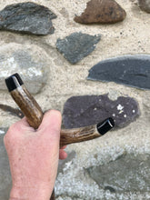 Load image into Gallery viewer, Hazel Wood Antler Handle Wading Staff Stick