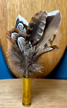 Load image into Gallery viewer, Natural Feather Cartridge Pin/Brooch for Hat, Lapel or Wrap (9)