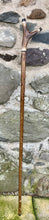 Load image into Gallery viewer, Hazel wood antler handled, handmade wooden walking sticks thumbsticks hiking sticks by Helen Elizabeth Studios