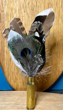 Load image into Gallery viewer, Natural Feather Cartridge Pin/Brooch for Hat, Lapel or Wrap (14)