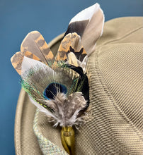 Load image into Gallery viewer, Natural Feather Cartridge Pin/Brooch for Hat, Lapel or Wrap (14)