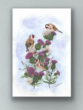 Load image into Gallery viewer, Goldfinch on Thistle Signed limited edition gicl;ee print by Helen Elizabeth Studios