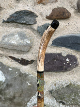 Load image into Gallery viewer, Badger at dusk
handpainted antler Thumbstick by Helen Elizabeth