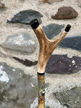 Load image into Gallery viewer, Badger at dusk
handpainted antler Thumbstick by Helen Elizabeth