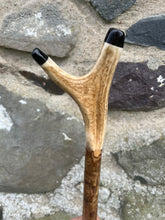 Load image into Gallery viewer, Hazel Wood Antler Handle Wading Staff Stick