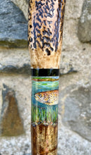 Load image into Gallery viewer, Painted Trout Hazel wood thumbstick Helen Elizabeth Studios