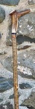 Load image into Gallery viewer, Hazel Wood Walking Stick with Antler Whistle Crown Handle (I)
